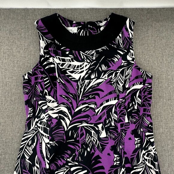 ALYX Limited Sheath Dress Size 16 Purple Black white Sleeveless Round Neck - Picture 3 of 12